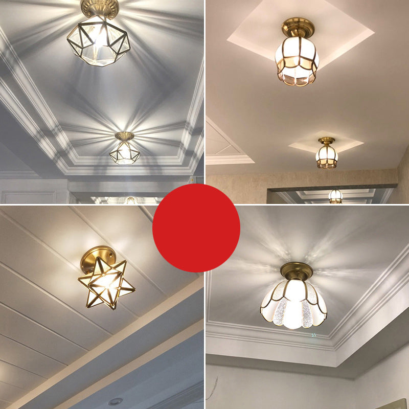 Single-Bulb Flush Mount Lighting Minimalism Scalloped Metal Semi Flush Mount in Brass Clearhalo 'Ceiling Lights' 'Close To Ceiling Lights' 'Close to ceiling' 'Semi-flushmount' Lighting' 2057650