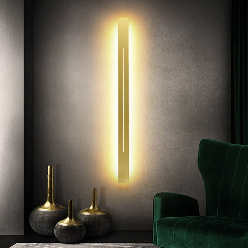 Simplicity Bar Shaped LED Wall Mounted Light Metal Living Room Wall Sconce Lighting Gold Clearhalo 'Modern wall lights' 'Modern' 'Wall Lamps & Sconces' 'Wall Lights' Lighting' 2064352