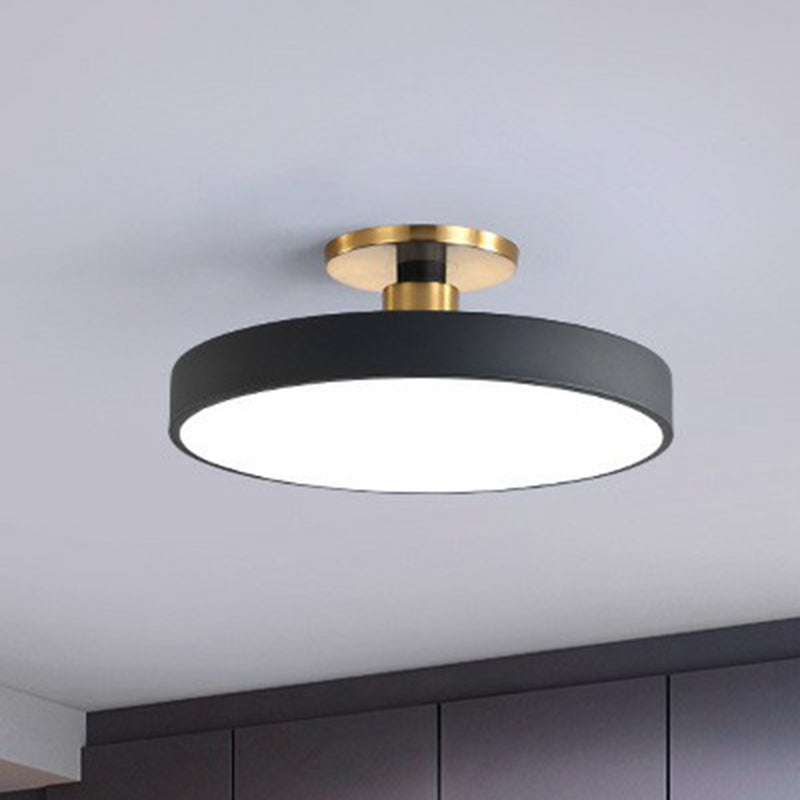 Round Flush Mount Light Nordic Style Acrylic Bedroom LED Semi Flush Ceiling Light Black Clearhalo 'Ceiling Lights' 'Close To Ceiling Lights' 'Close to ceiling' 'Semi-flushmount' Lighting' 2162169