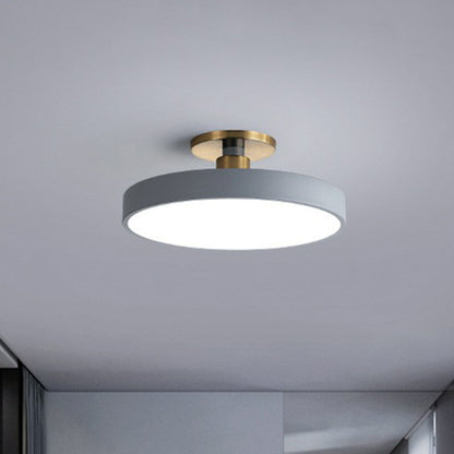 Round Flush Mount Light Nordic Style Acrylic Bedroom LED Semi Flush Ceiling Light Grey Clearhalo 'Ceiling Lights' 'Close To Ceiling Lights' 'Close to ceiling' 'Semi-flushmount' Lighting' 2162170